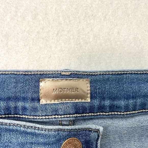 MOTHER Stunner Zip Ankle Step Fray Jeans Stretch Denim Happy Pill size 34 - Picture 12 of 15